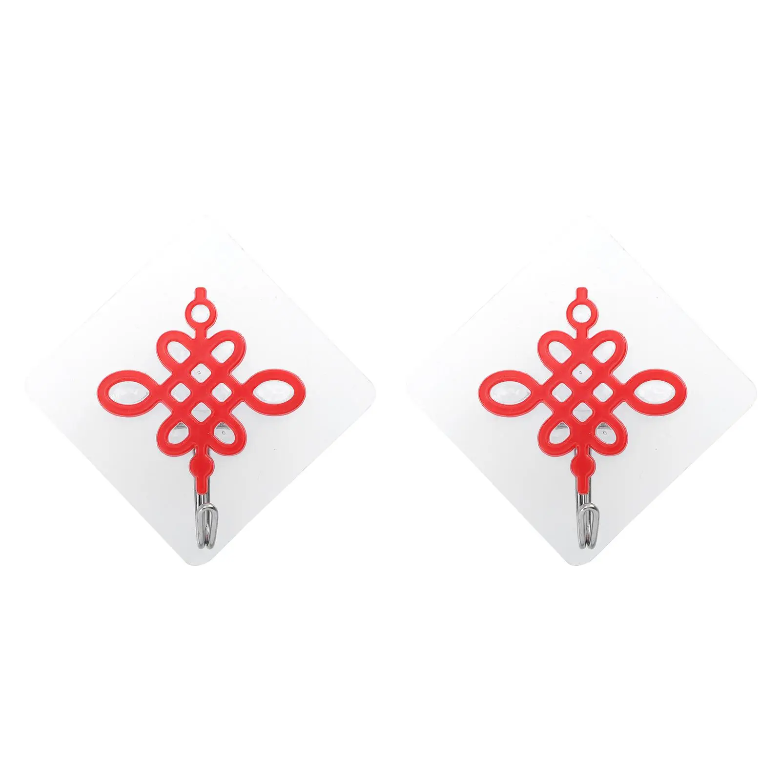 

2 Pcs Chinese Knot Hook Festival Office Decor Bath Towel Metal Hooks Key Home Coat Adhesive Pvc