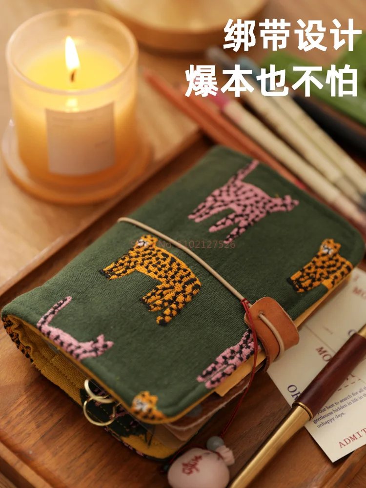 High appearance A7 loose leaf notebook portable notebook detachable hand account book girls\' pocket book fabric notebook