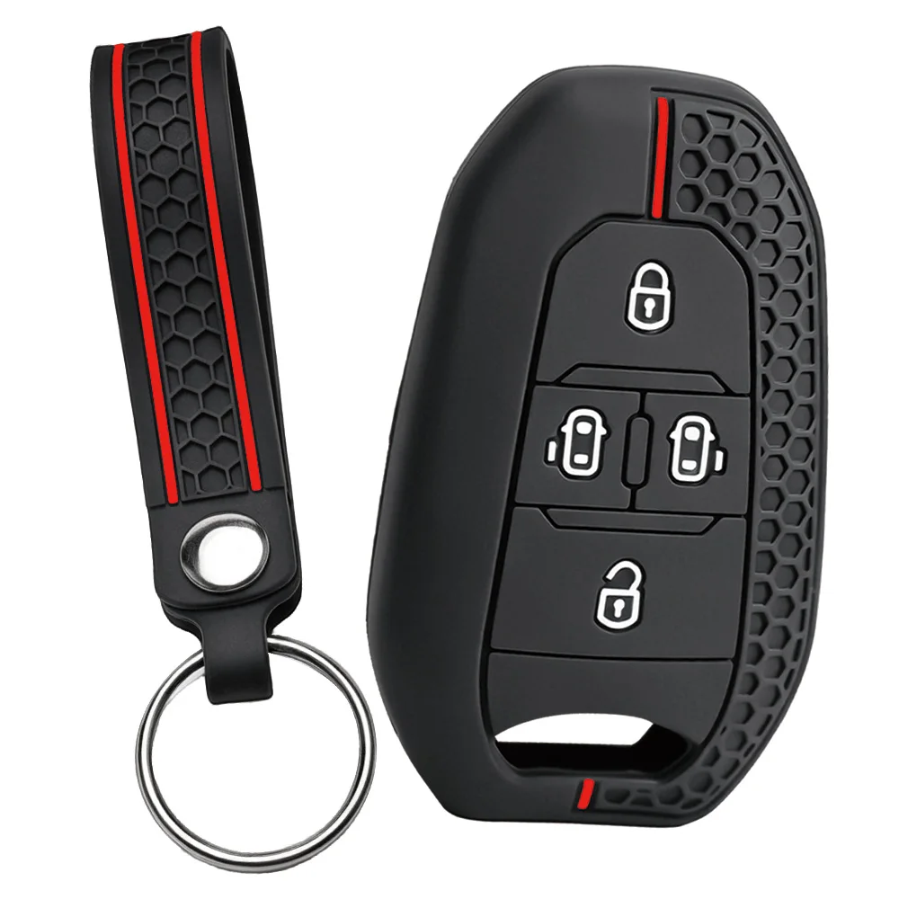 For Peugeot Expert Traveller For Citroen Spacetourer Jumpy Dispatch silicone car key fob cover with finger loop and key ring