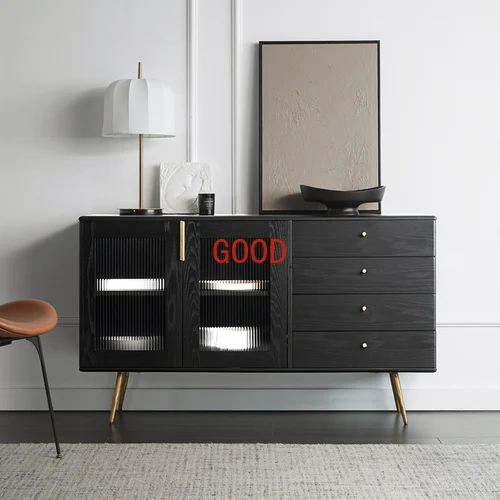 

Light Luxury Solid Wood Sideboard Multifunctional Locker Living Room Glass Tea Cabinet Decorative Cabinet
