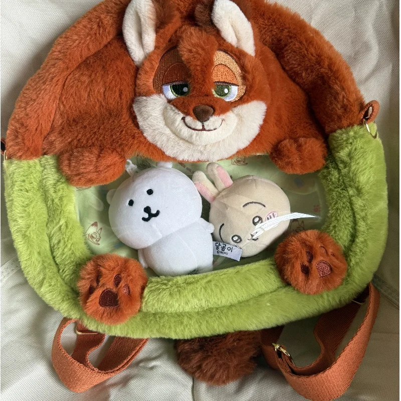 Disney Zootopia Niedlicher Cartoon Judy Nick Große Kapazität Rucksack Umhängetasche Plüsch Flip Student Rucksack Herbst/Winter Geschenk