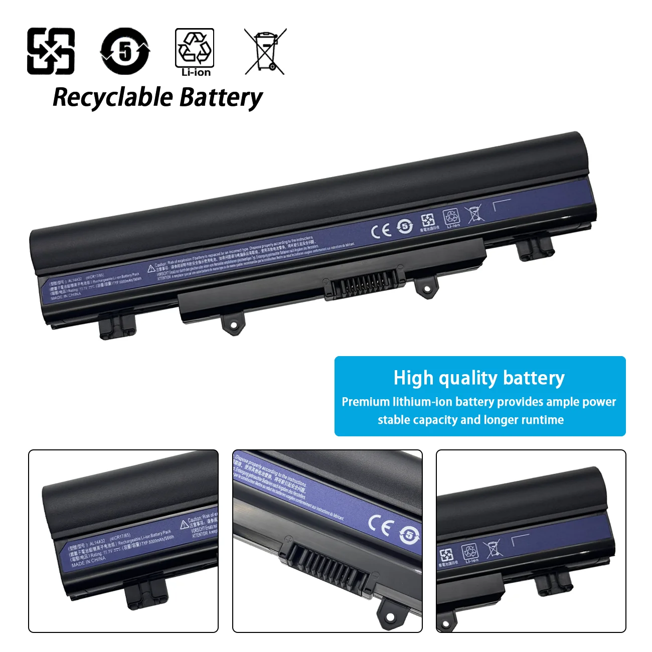 AL14A32 Battery For Acer Aspire E5-421 E5-471 E5-511 E5-571 E5-571P E5-551 E5-521 V3-472 V3-572 Laptop Battery