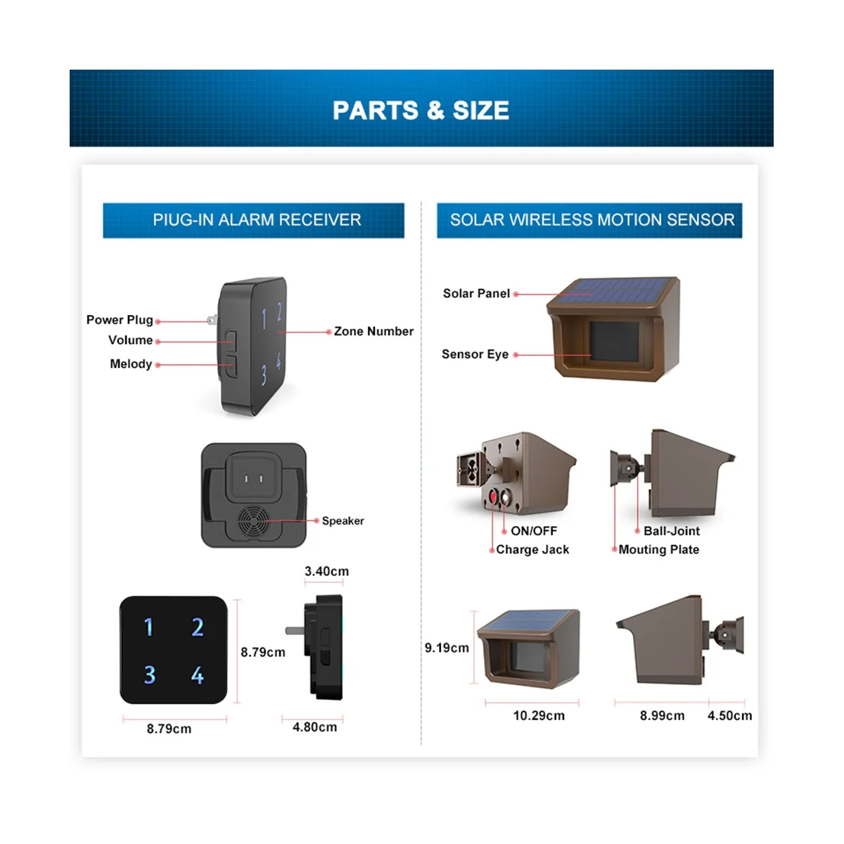 Alarma de entrada inalámbrica Solar para exteriores, Sensor de movimiento resistente a la intemperie y Detector, sistema de alerta DIY (B), enchufe europeo, 800 metros