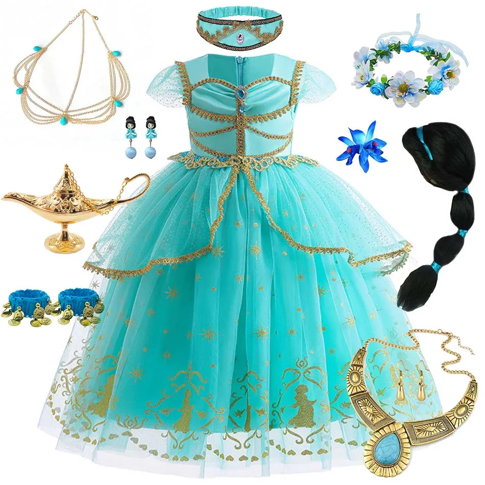 Jasmin Kostüm arabische Prinzessin Kleid Aladdin Cosplay Kinder Kleidung Mädchen Karneval Geburtstag Weihnachts feier Phantasie Outfits 2-8t