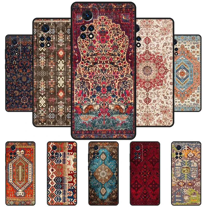 Retro Ethnic Carpets Turkish Rug Phone Case For Redmi Note 11 EPro 11S 10T 9S Promax 8 Pro Xiaomi Mi 11 12X 12S Ultra Cover