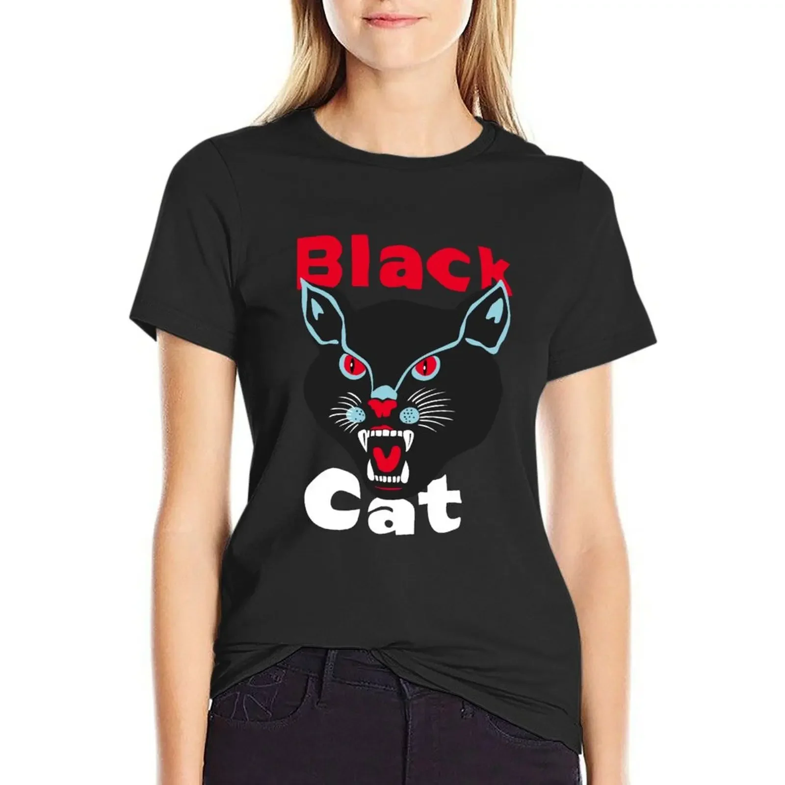 

Black Cat T-Shirt plus size tops customs vintage western t shirts for Women