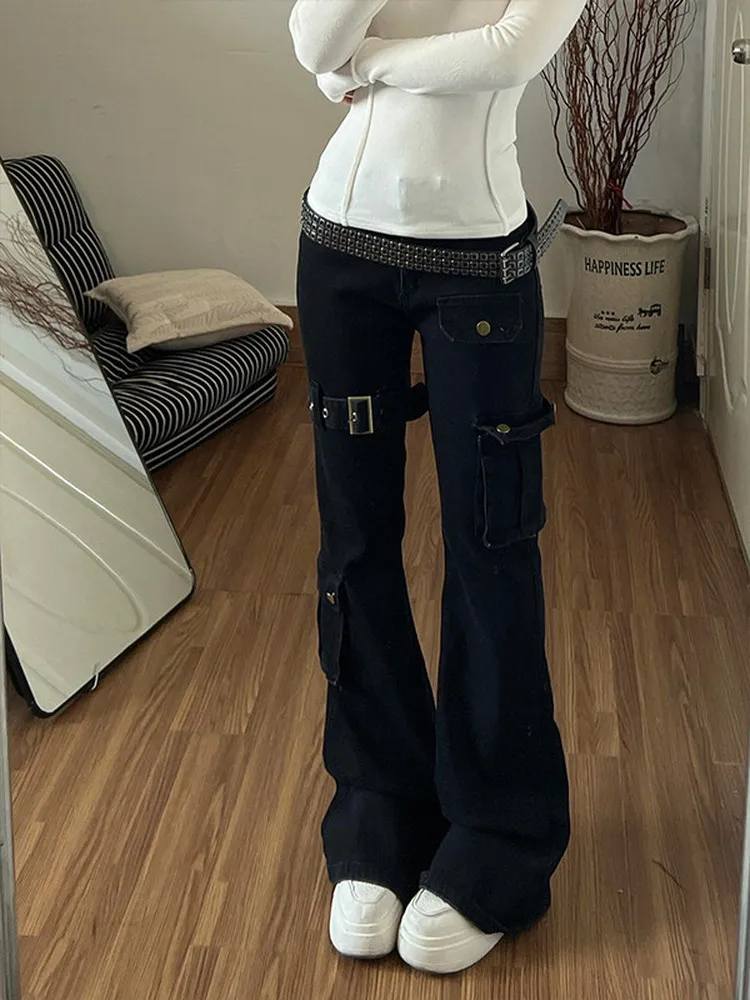 

American Vibe Bla Belted Workwear Jeans Men's Slimming High Waist Knife Pants Casual Youthful Sle Winter Wear