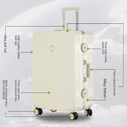 Caja de varilla de tracción con marco de aluminio, Maleta fuerte con ruedas de cardán, gran capacidad, nuevo código, maletas de viaje