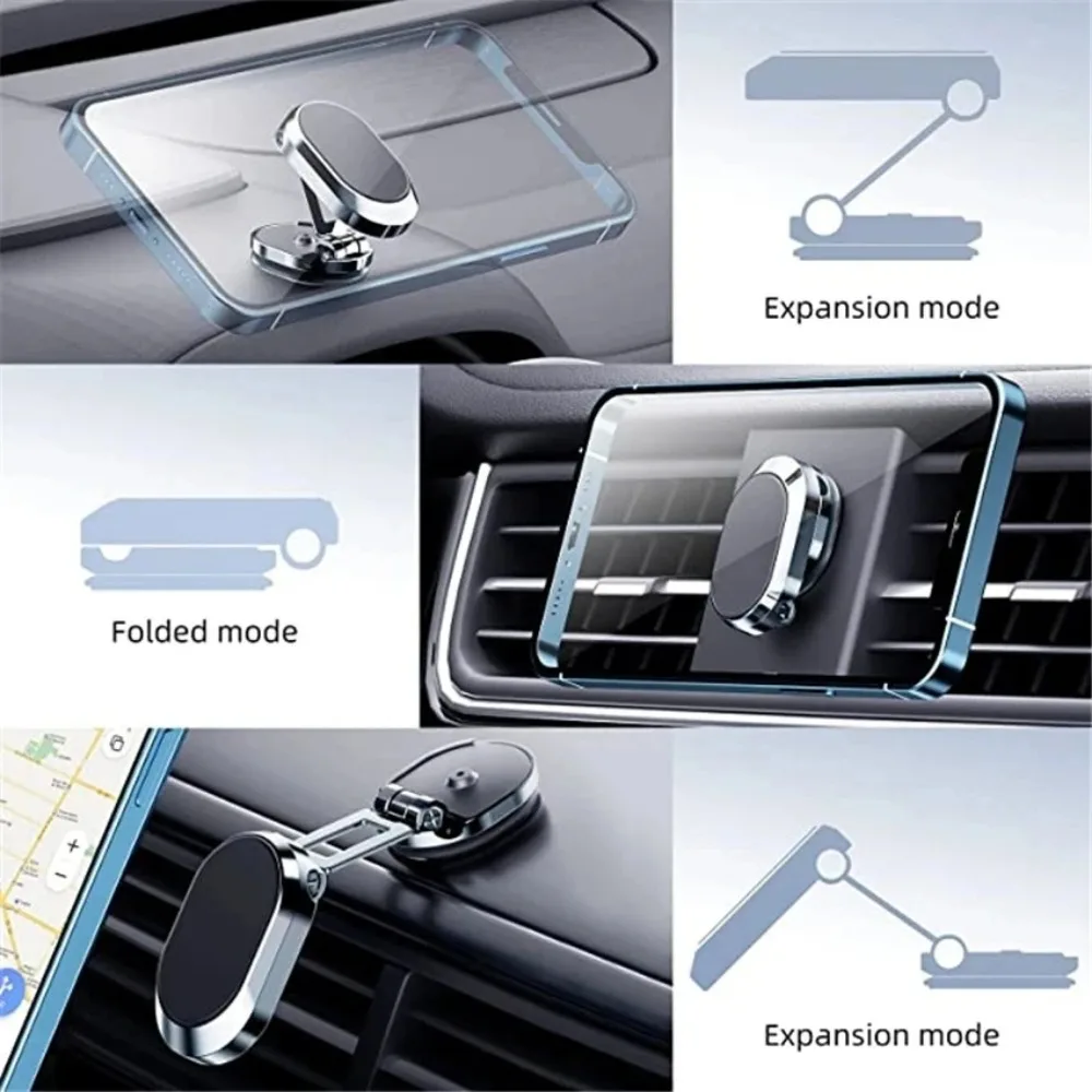 New 1080 Rotate Magnetic Car Phone Holder Magnet Smartphone Support GPS Foldable Phone Bracket in Car for IPhone Samsung Xiaomi