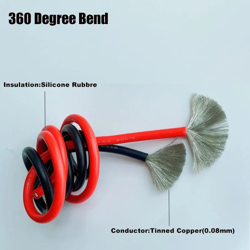 Super Soft Silicone Wire 8 10 12 14 16 18 20 22 24 26 28 AWG Heat Resistant Wire Red Black For Car Battery Home Appliance