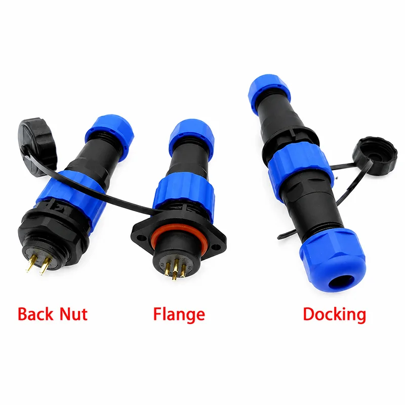 SP16 IP68 Waterproof Connector 2 3 4 5 7 9 Pin Back Nut Flange Docking Male Female Cable Plug Socket Outdoor Electrical Power