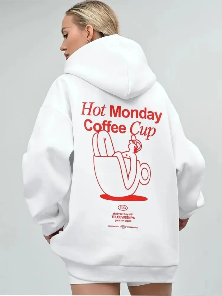 

Веселые толстовки с рисунком кофейной чашки и комиксов, белые толстовки большого размера, модные женские толстовки в русском стиле в консервативном стиле, хип-хоп, осенние модные