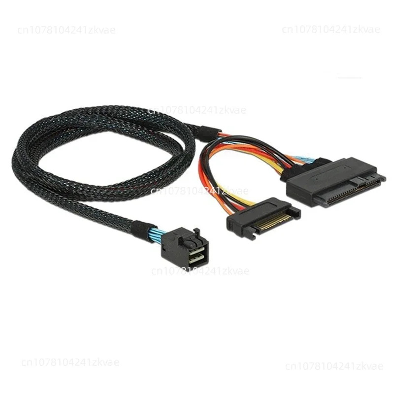 NEW-2X Built-In 12G Mini SAS HD To U.2 / SFF-8643 To SFF-8639 Cable 0.5M With 15-Pin SATA Power Supply, Suitable For U.2 SSD