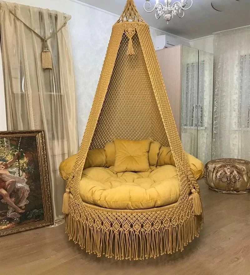 Hand-Woven Swing Hammock Chair for Indoor and Outdoor at Wholesale from India 80 with seat cushion included