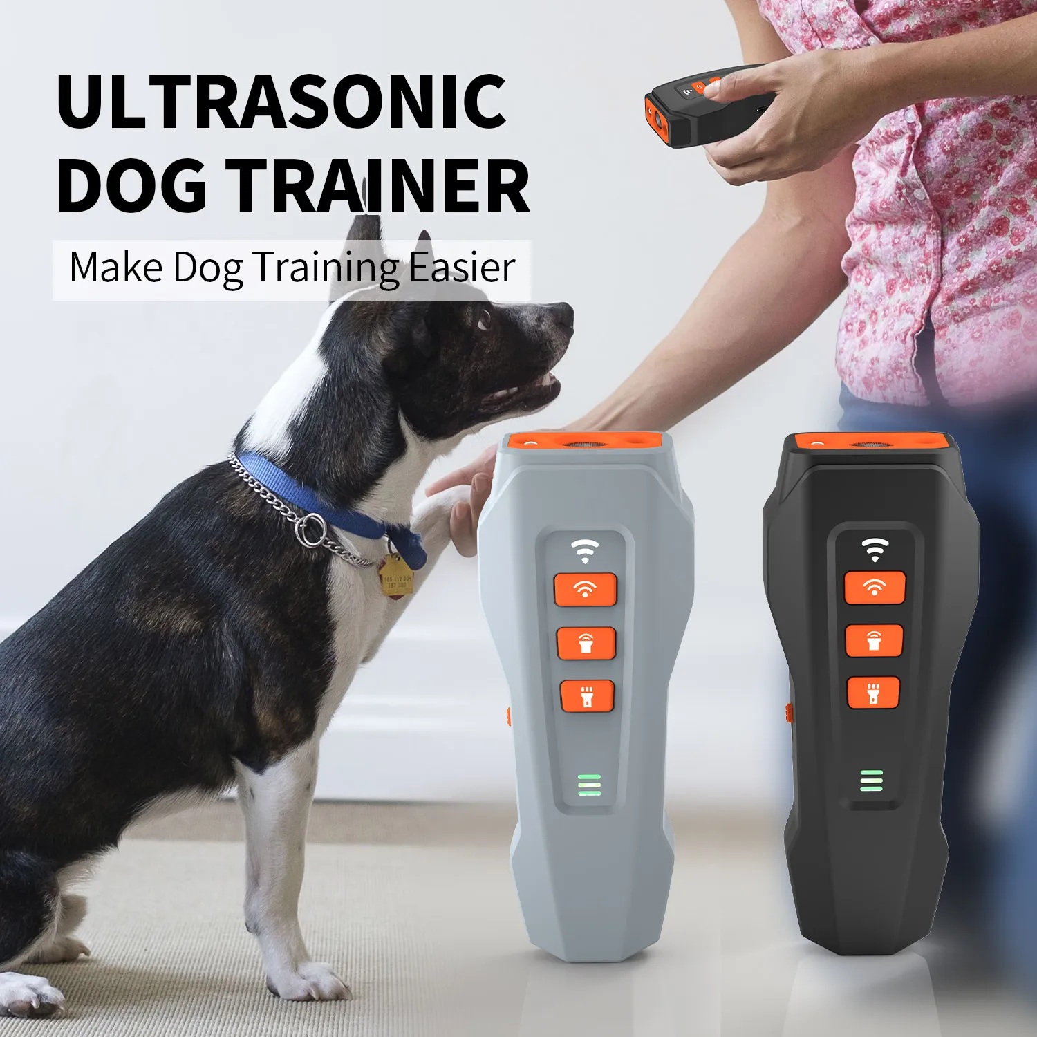 Handheld Frequency Conversion Ultrasonic Barking Stopper LED Flashlight Charging Portable Dog Training Device