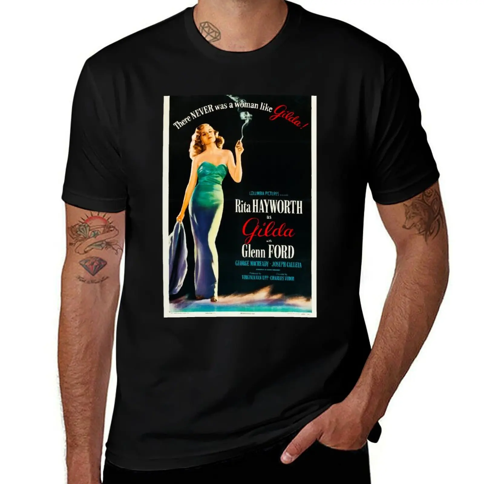 Gilda (1946) Starring Rita Hayworth Theatrical Release Poster T-Shirt man t shirts cotton T-Shirt