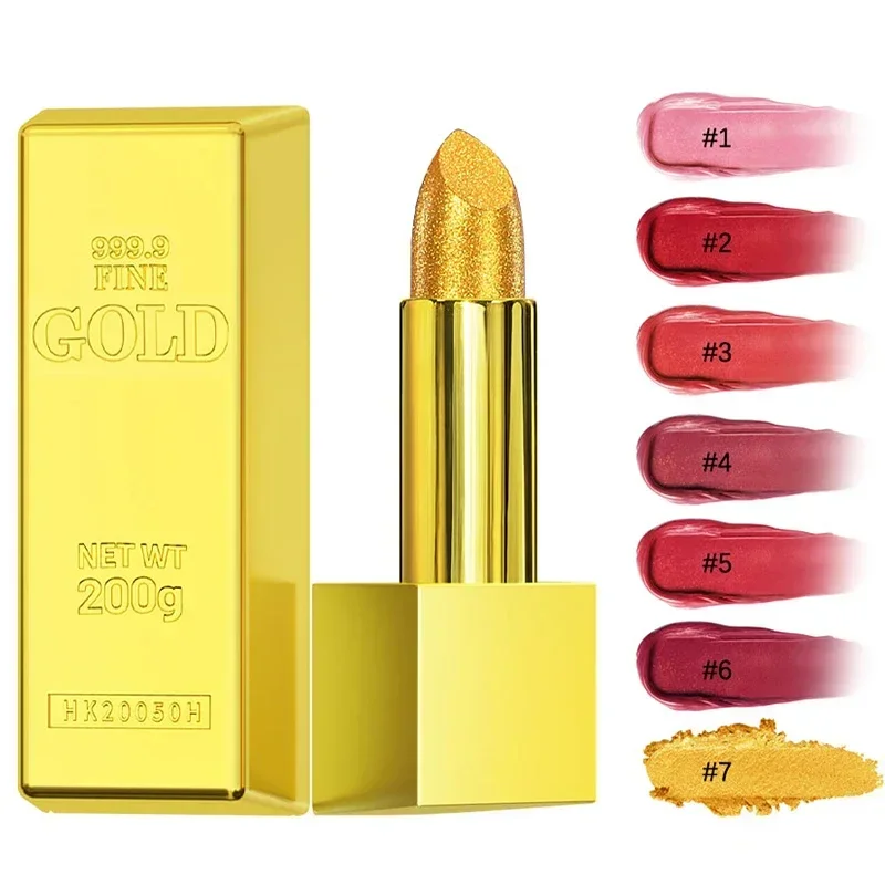 Brillo de labios dorado brillante para mujer, mate metálico, terciopelo, resistente al agua, larga duración, Sexy, rojo, rosa, brillo de labios,