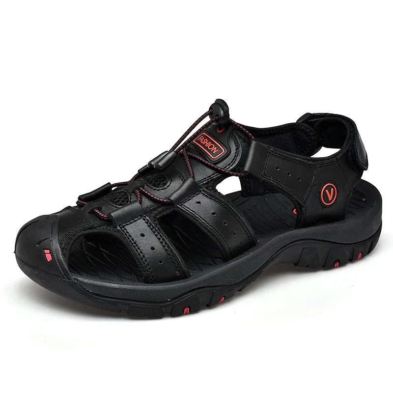 Zomer Outdoor Echt Lederen Casual Sportsandalen Mannen Romeinse Trekking Strand Sandalias Mannelijke Ademende Design Water Sneakers