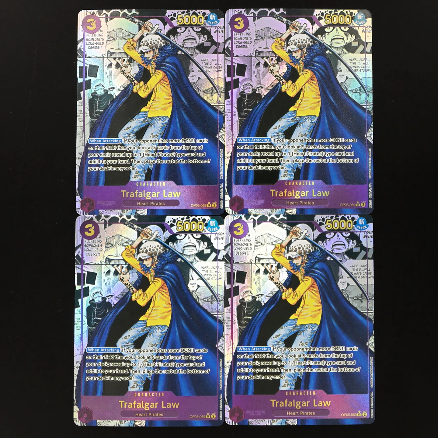 

One Piece TCG OPCG English Law Manga card OP05-069 Law 3 cost Purple Law Textured Foil Card