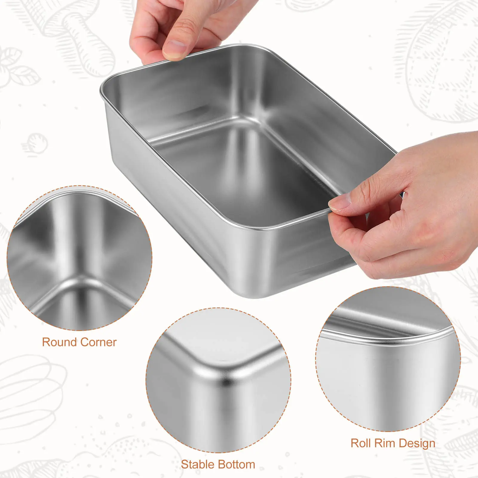 

Heavy Duty Stainless Steel Deep Cake Pan with Lid Oven Tray for Baking Bread Pizza Cakes Cookies Professional Restaurant Kitchen