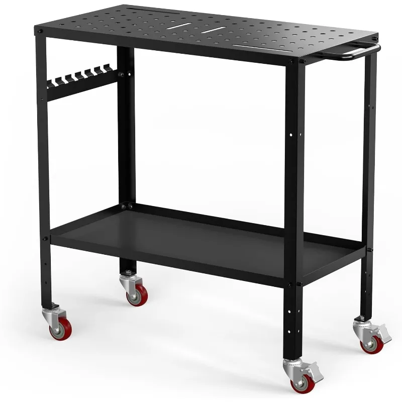 

Welding Table Workbench 36x18 Inches, 1200 lb Load Capacity, Hook Side Panel, Handle, Brake Wheels - Sturdy and Versat