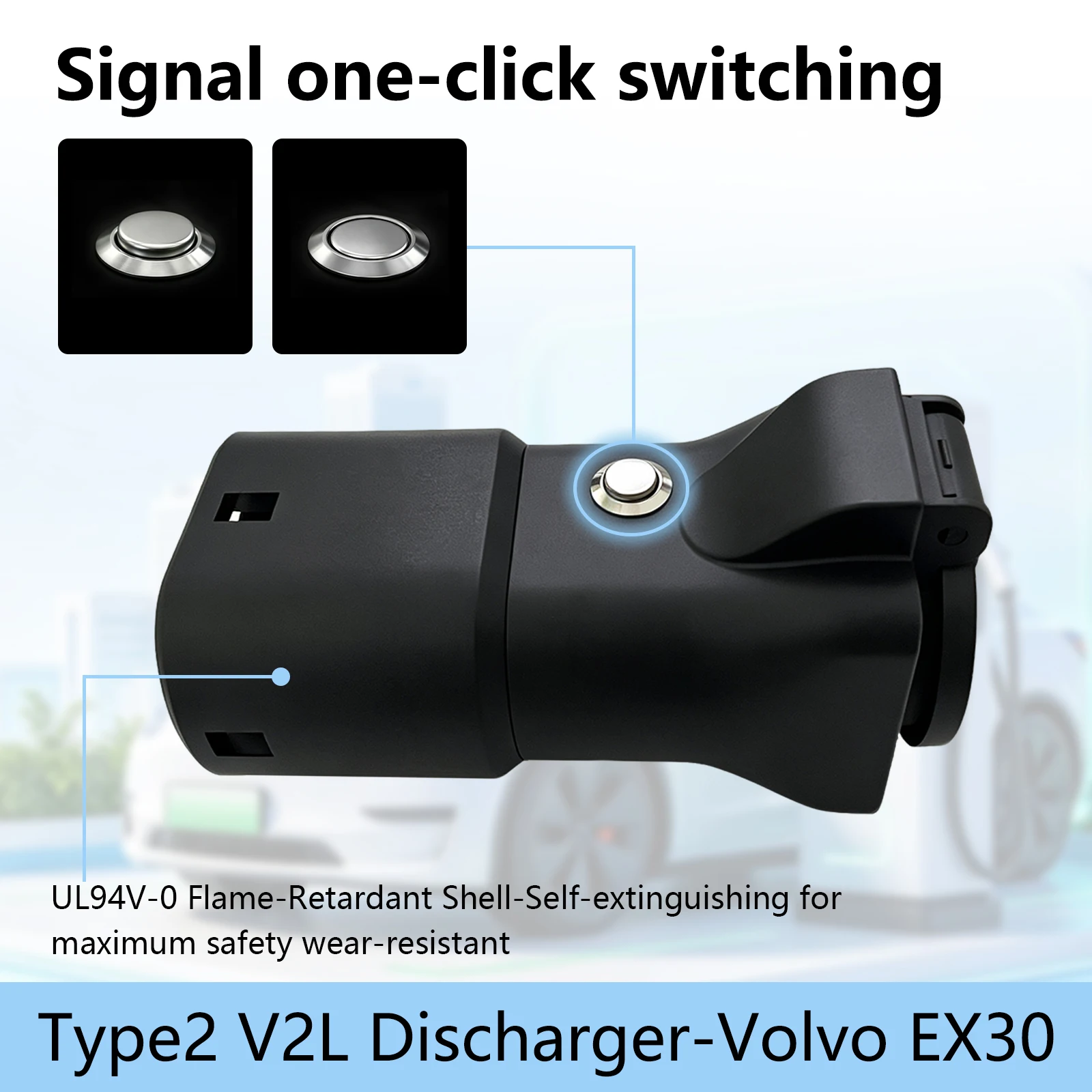Type2 V2L Entladeadapter 16A 3,5KW Universalsteckdose Fahrzeug-zu-Last-Leistungsabgabe für Volvo EX30 Camping- und Notfallgebrauch – Detail 2