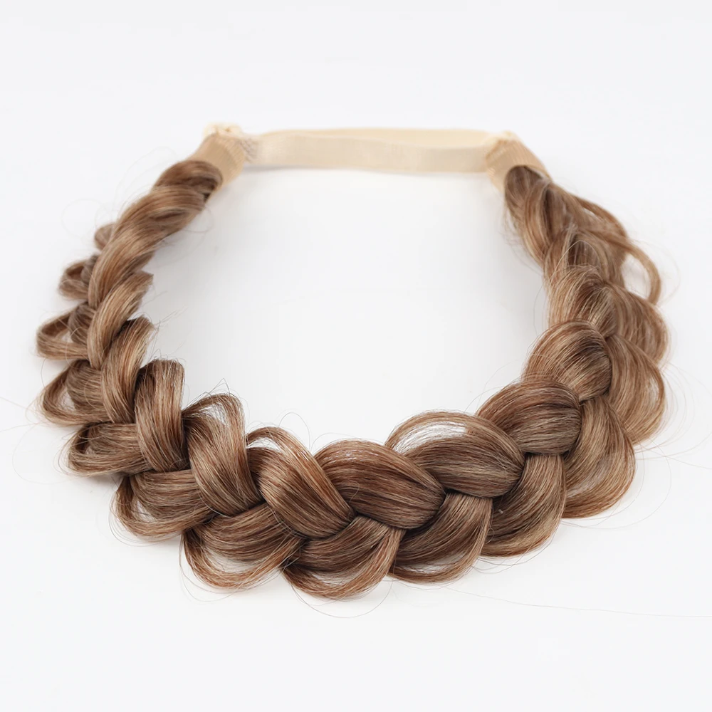 Braided Headband Hairpiece Synthetic High Heat Resistant Material Daily Wear Accessory Adjustable Size With Elastic Band