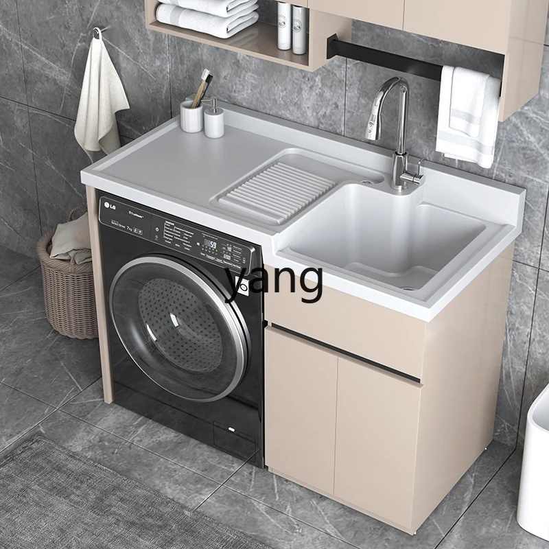 CX Honeycomb Aluminum Balcony Washing Machine Cabinet Combination Laundry Tub Pool Table with Washboard