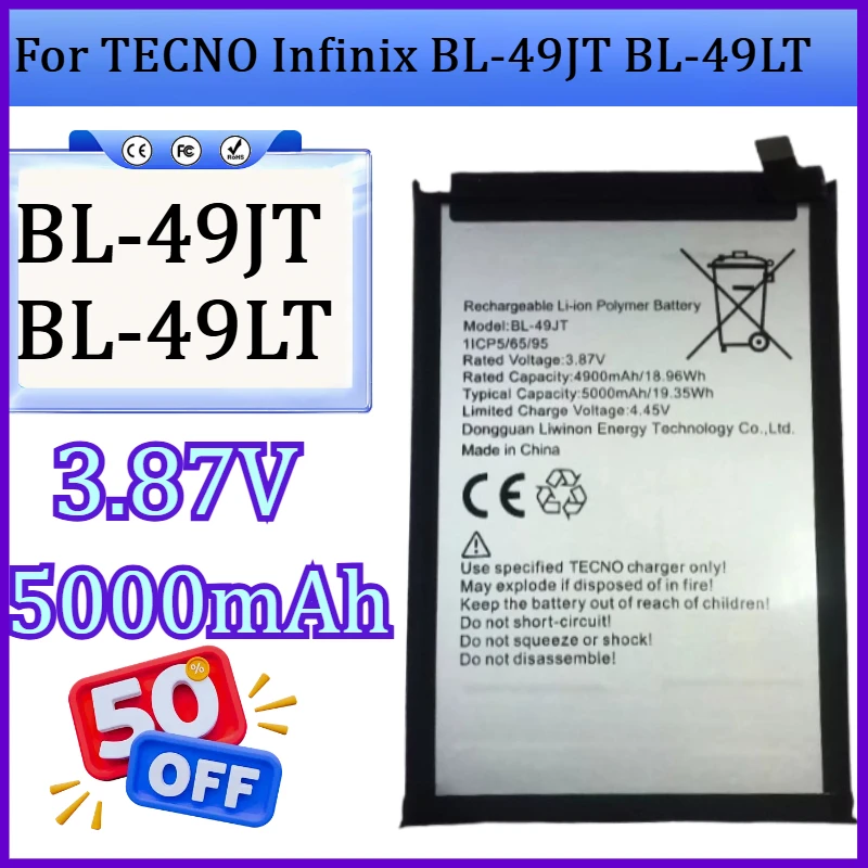 

New 3.87V 5000mAh High Quality Battery for TECNO Infinix BL-49JT BL-49LT Mobile Phone Battery