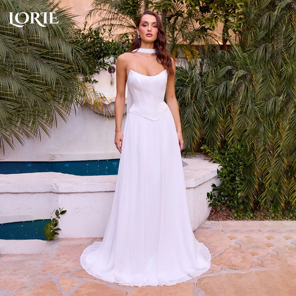 LORIE Elegant Tulle Wedding Dresses Strapless A-Line Pleats Ball Beach Bridal Gown Multi-Storeyed Ruffle Customized Bride Dress