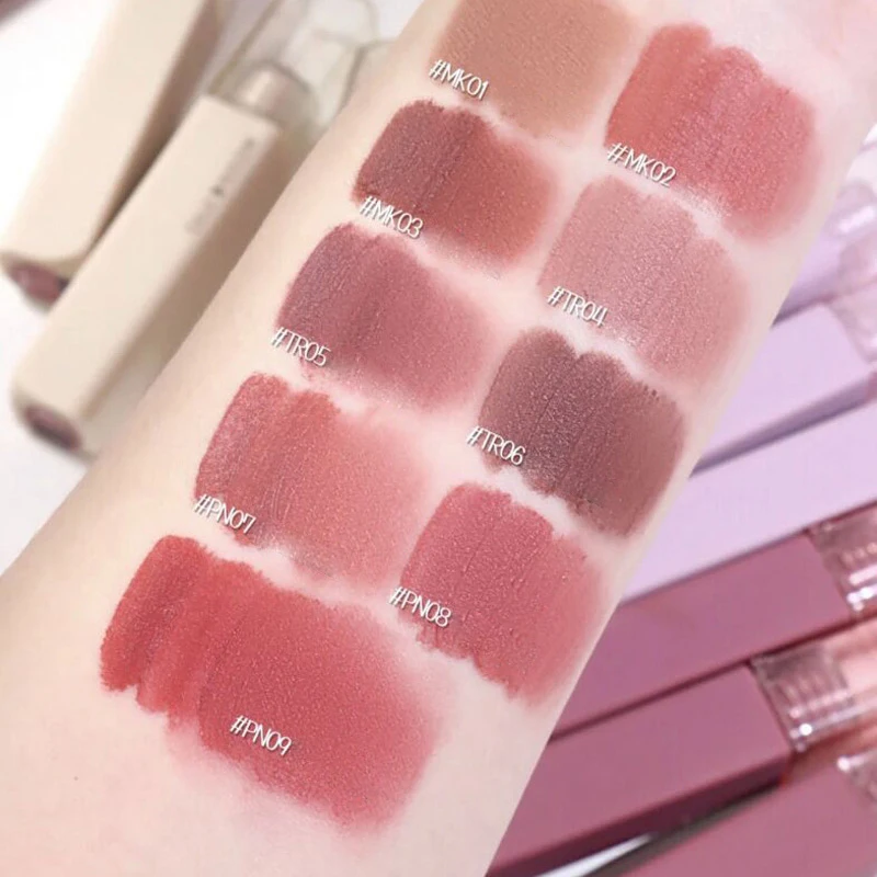 Cappuvini Silky Velvet Lipgloss, mattierter Lippenschlamm, wasserfest, antihaftbeschichtet, Lippenglasur, wischfest, verblasst nicht, flüssiger Lippenstift, Make-up