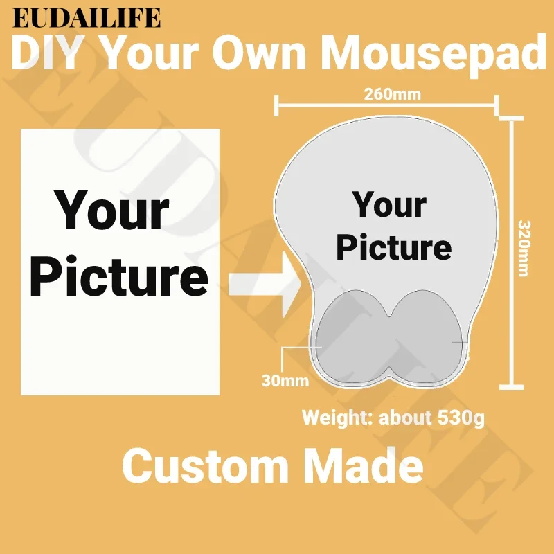 

DIY Custom Made 3D Hand Wrist Rest Mouse Pad Personalized Your Own Mousepad Silicone Oppai Soft Mouse Mat Office Work Gift
