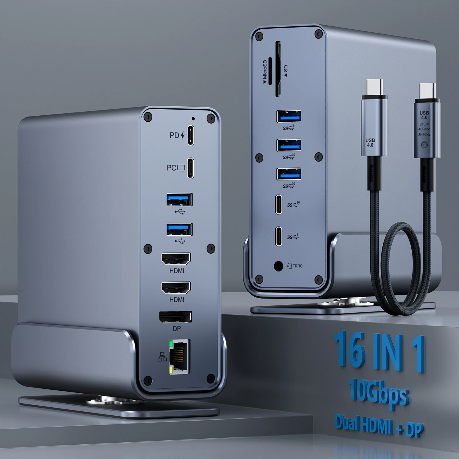 

Universal USB C Docking Station Triple Display Dual HDMI + DP for Windows Mac 10Gbps USB C Laptop Docking Station