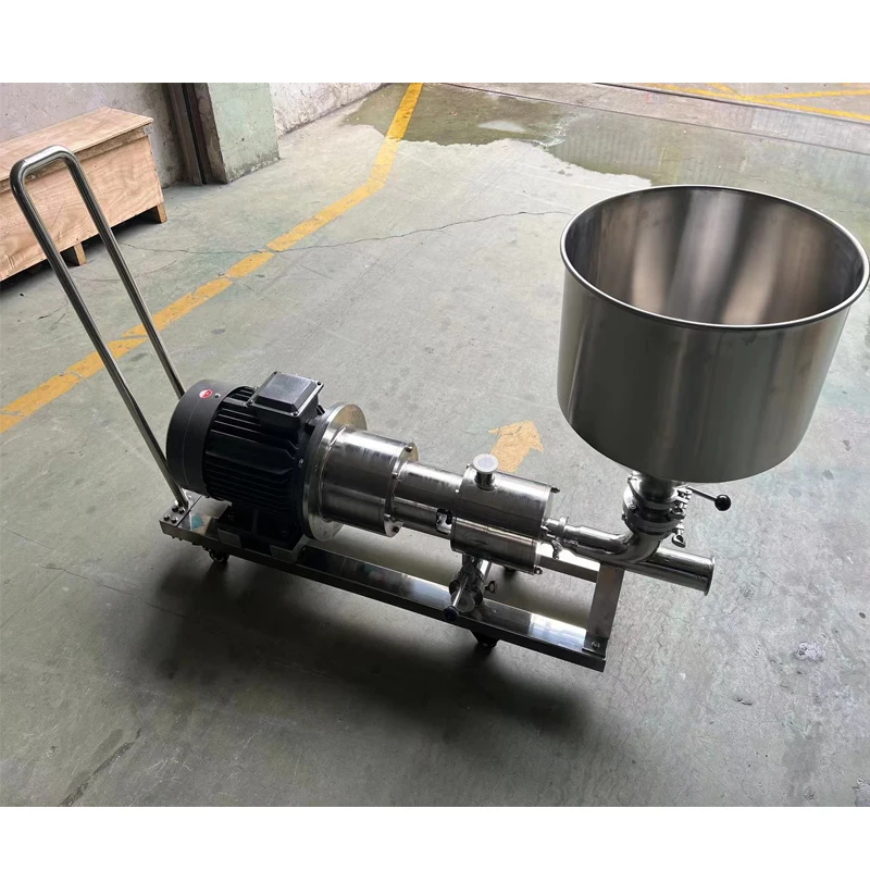 Sanitary Stainless Steel SS304 SS316L Three-Stage Pipeline High Shear Shampoo Cream Emulsifier Pump With Hopper