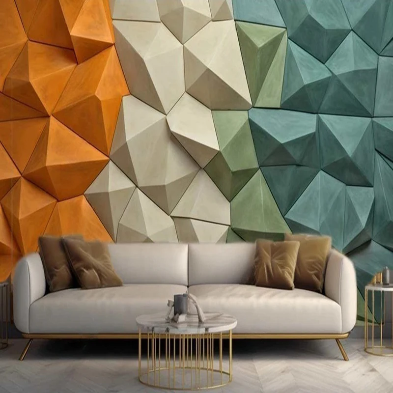 

Modern Simple Colourful Art Geometric Pattern Mural Custom 3D Stereo Wallpaper TV Sofa Background Home Decorative Painting Paper