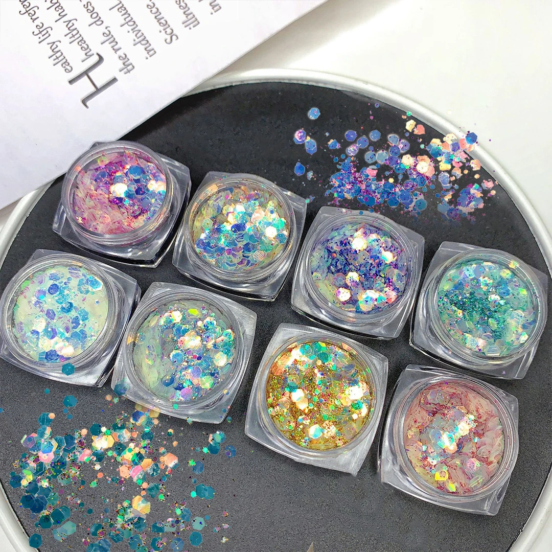 Nail Glitter Flakes Sequins Decor Nails Sugar Creativity Candy Powder Art Wool Sandy Rhinestone Decoration Dip Powder Manicure