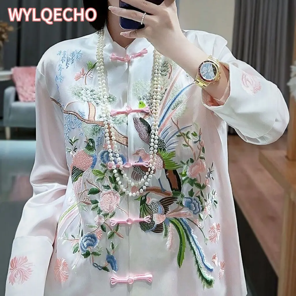 Chinese Style Jacket Women Phoenix Embroidery New Chinese Coat Tang Suit Hanfu Spring Autumn Elegant luxury Coat