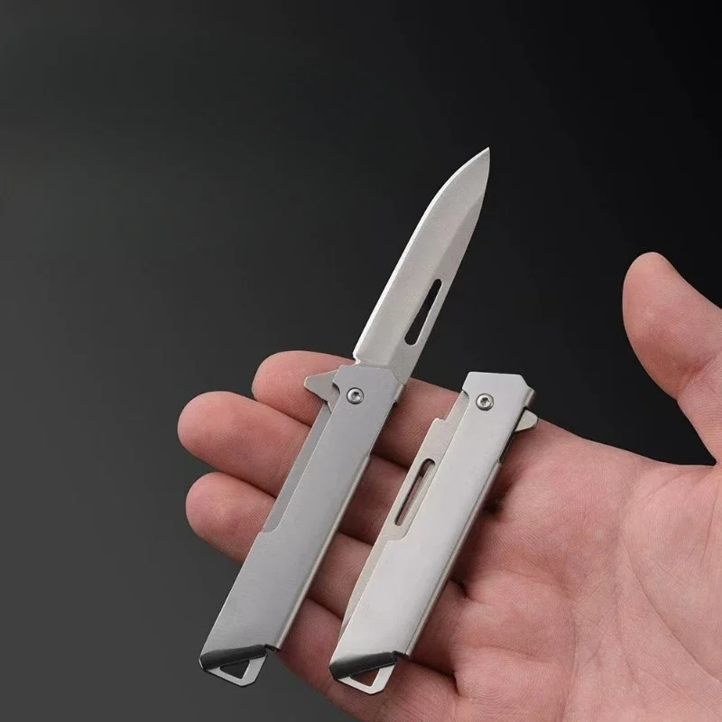 

New stainless steel folding mini household outdoor convenient express unpacking knife keychain knife EDC tool pocket knife