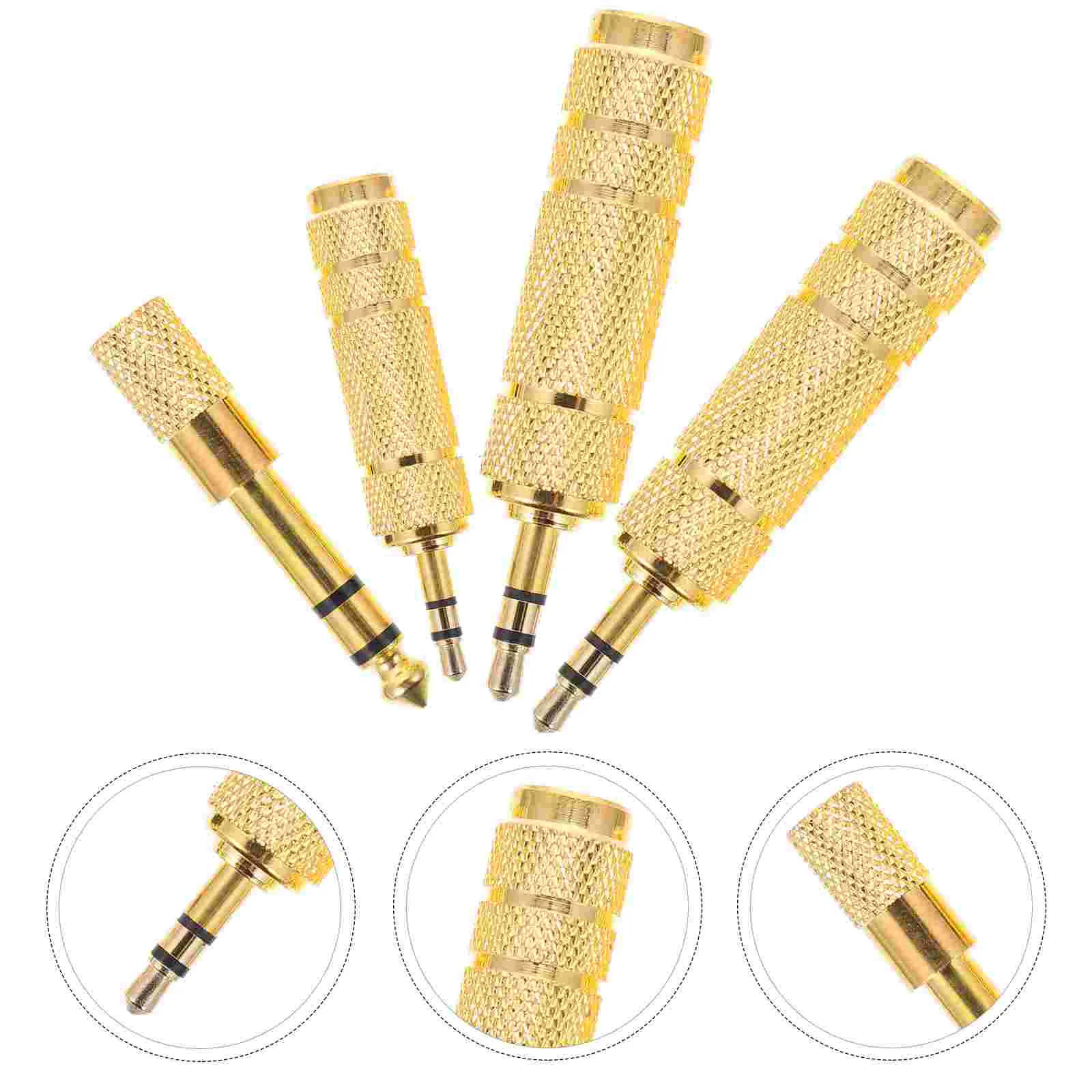 4 Pcs Adapter Audio Equipment Jack 35mm to 65mm Plug Aux Headphone Zinc Alloy Audios Connector