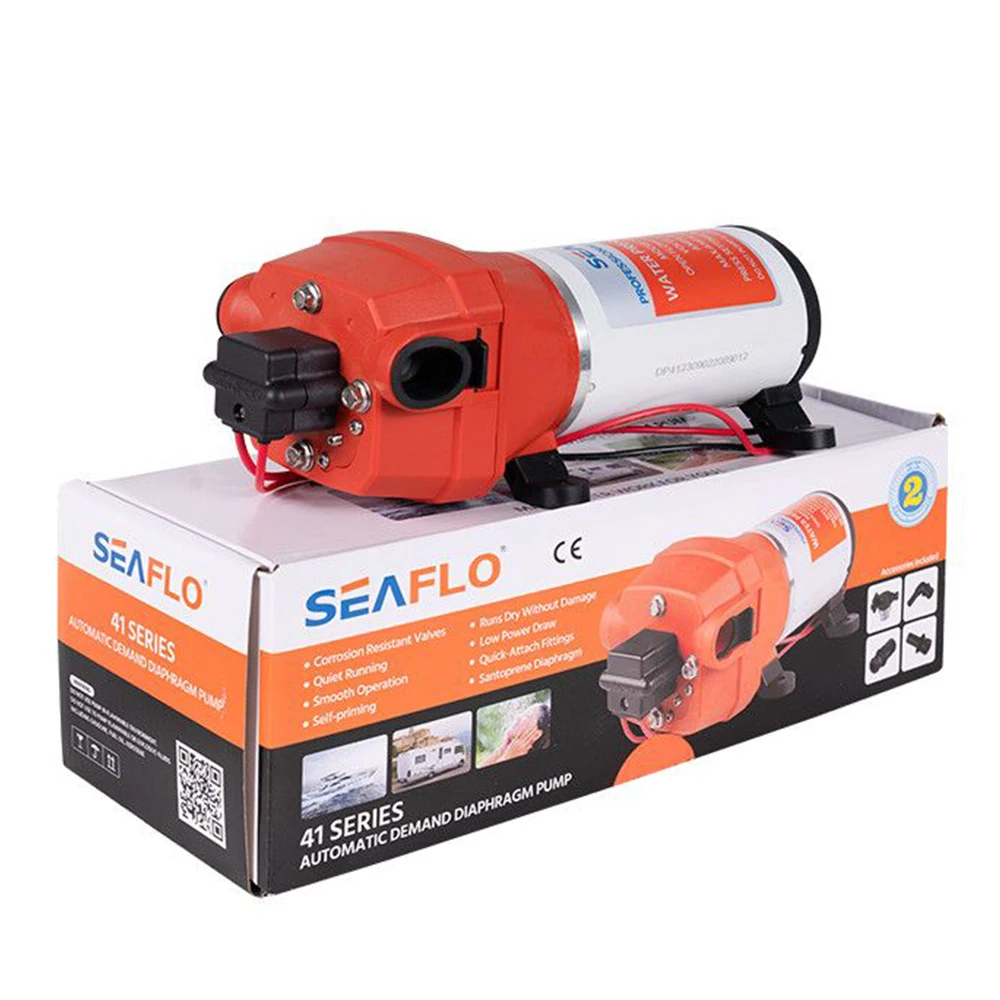 Pompa Diafragma Tahan Lama DC12V/DC24V: Self-Priming Aliran Besar dan Kebisingan Rendah 4.5GPM/40PSI Saklar Bypass Tekanan 4-Kamar Suplai