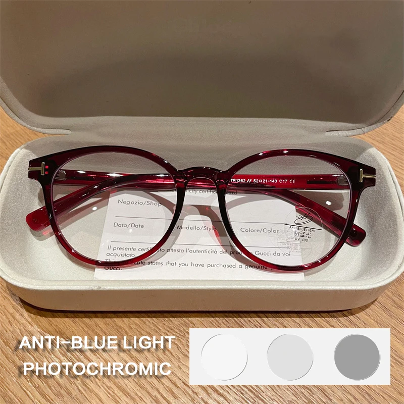 ISLINO TR90 Anti Blue Light Reading Glasses Women Photochromic Prescription Glasses Frame Luxury Hyperopia Myopia Eyewear