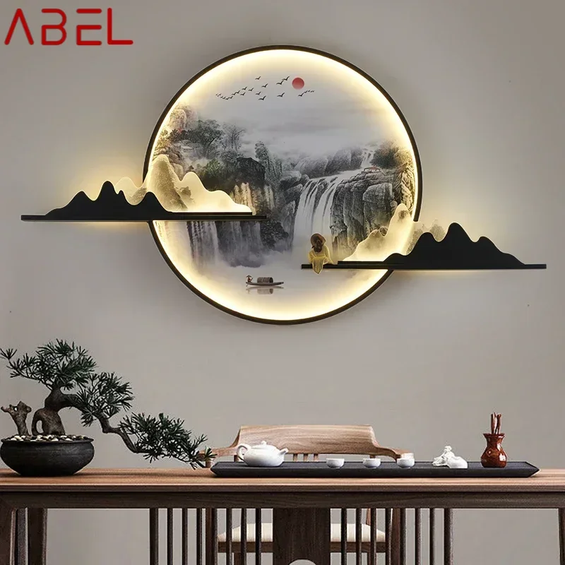 ABEL Modern Wall Picture Light LED Chinese Creative Circular Landscape Mural Sconce Lamp For Home Living Bedroom Study