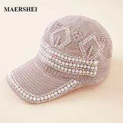 Elegant Women's Baseball Cap Rhinestone Fashion Girls Snapback Hats Woman Female Cap Mesh Summer Sun Hat  Gorras Hombre