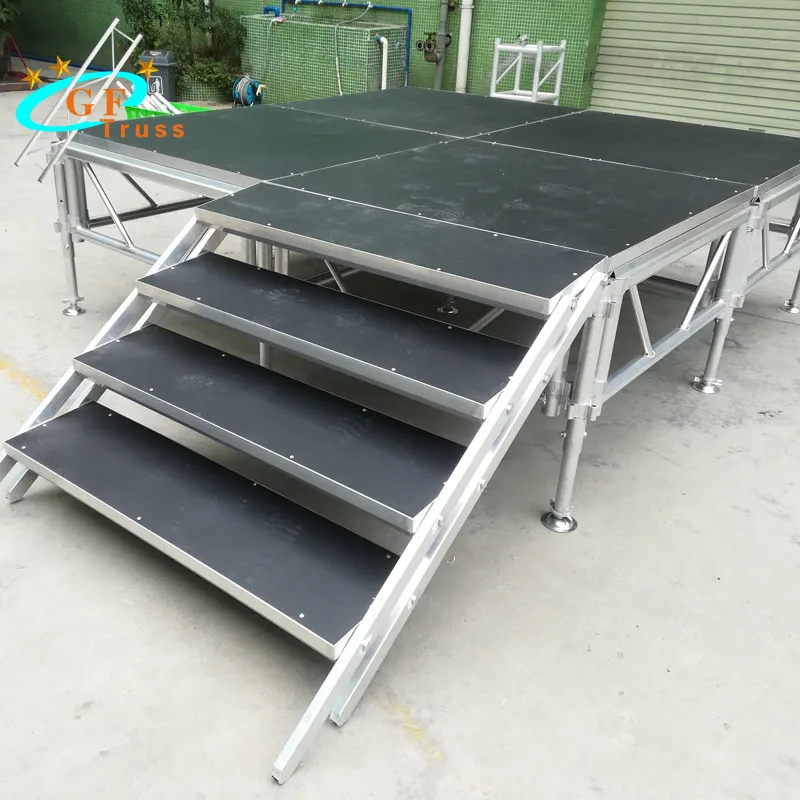 Panggung Lipat Aluminium Mobile 4*8 kaki, Mudah Dipasang, untuk Acara