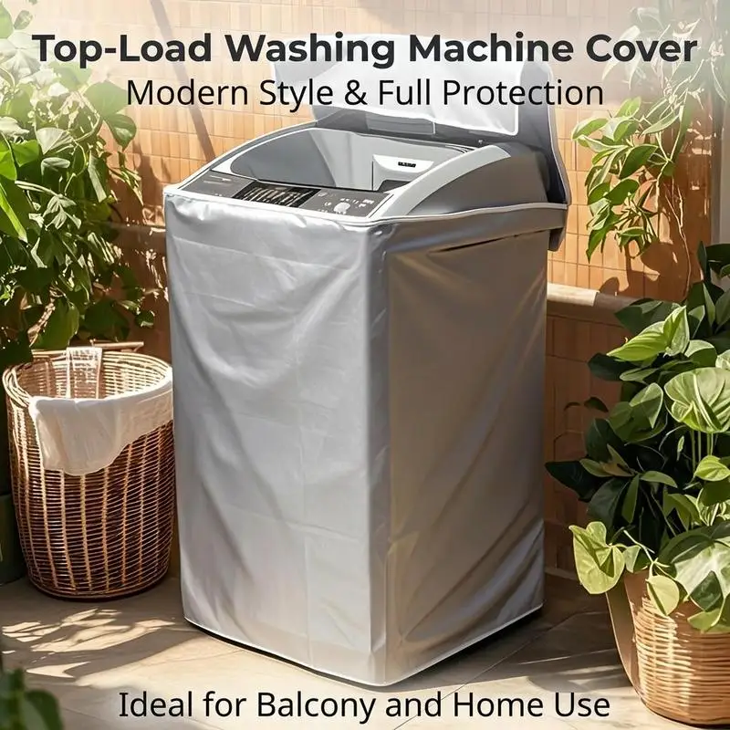 1 Gray Pulsator Washing Machine Cover, Modern Style, Convenient Zipper Opening and Closing Design, Strong Protection for
