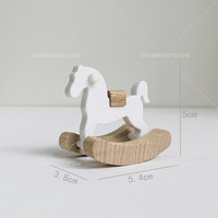Simple Small Wooden Horse Rocking Horse 1:12 Dollhouse Ornaments Mini Wooden Horse Toy Model Doll Photography Props