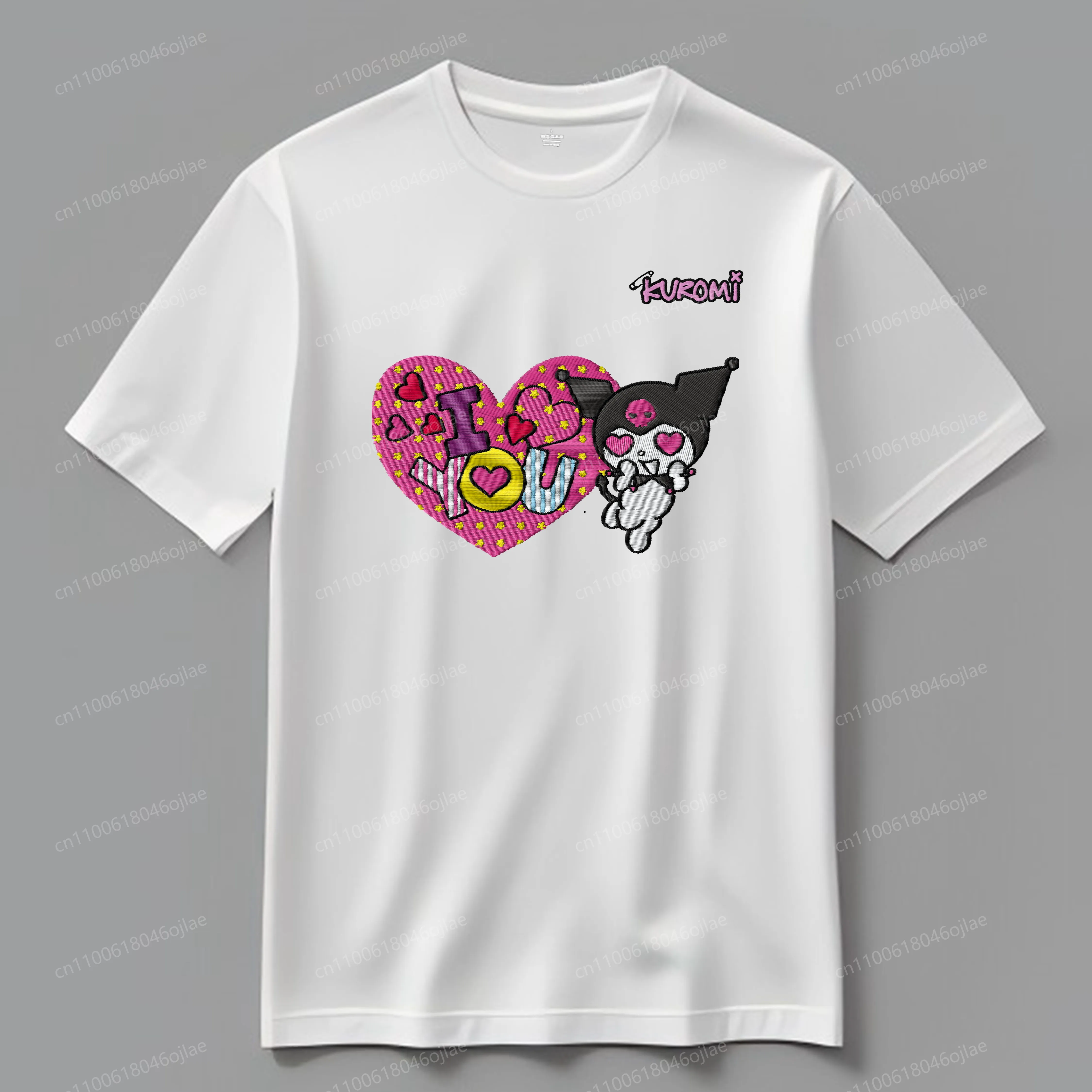 

Y2k Clothes Kuromi Embroidery Texture Summer Tops 3D Printing Woman Clothing Top 2025 Female High-quality Short Sleeve T-shirt