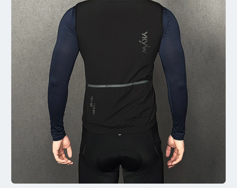 YKYWBIKE Herren Radsport Gel-Isolierte Thermofleece Fahrrad-Windjacke Ärmellose Fahrradweste Winddicht Wasserdicht für Radfahren – Detail 15