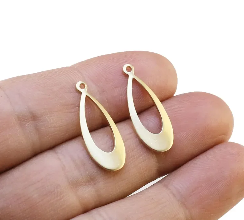 20pcs Teardrop Charm, Hollow Drop Charms, Brass Charm For Jewelry Making, DIY Ornament, 24x9.8mm, Earring Findings -R2940