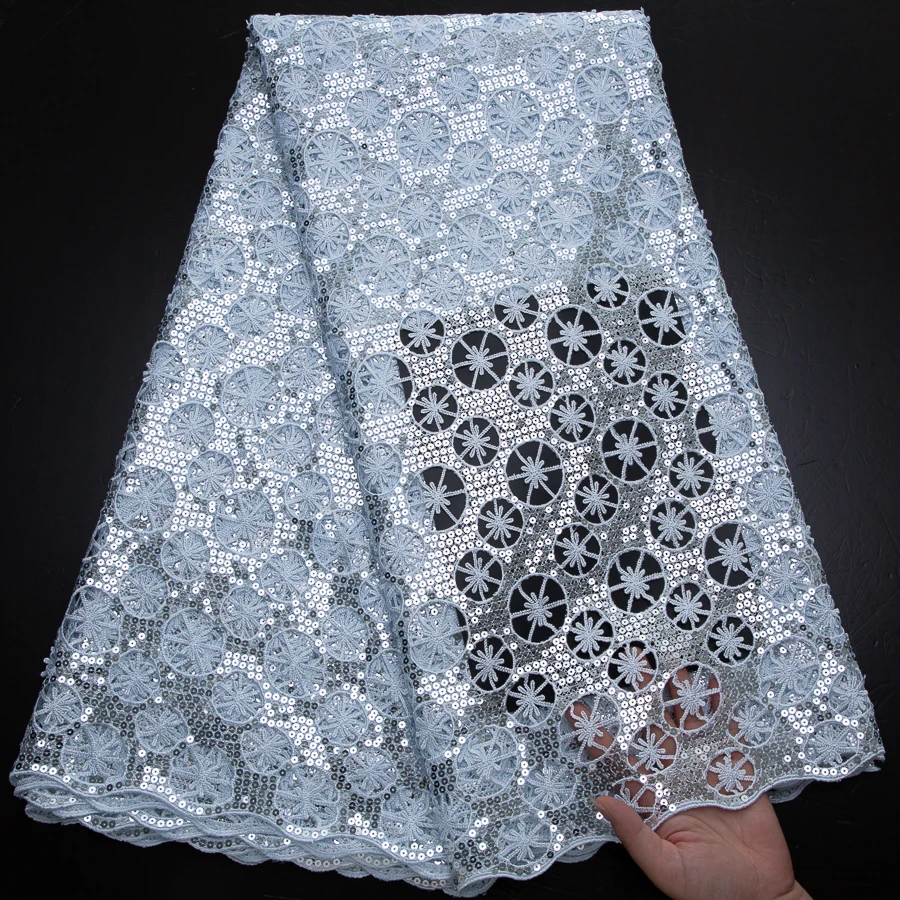 ​ Luxuriöser weißer Guipure-Kordel-Spitzenstoff mit Pailletten – 5 Yards schwerer Stickerei-Brautstoff für Hochzeitskleider, Schleier und Dekoration ​